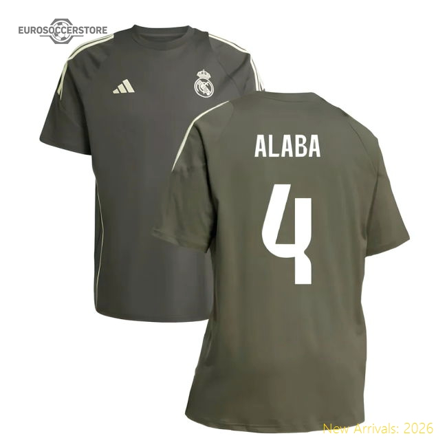 2025-2026 Real Madrid Training Tee (Utility Grey) (Alaba 4)-Football Shirts Shop
