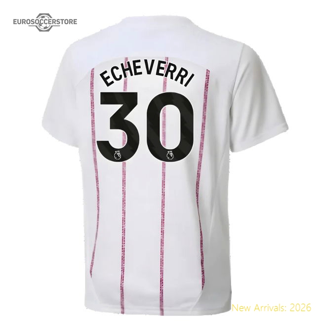 2024-2025 Man City Prematch SS Jersey (White) - Kids (Echeverri 30)-Football Shirts Shop