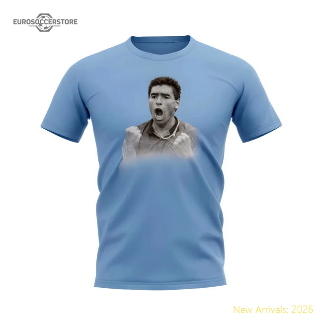 Diego Maradona Argentina Legend T-Shirt (Sky)-Football Shirts Shop