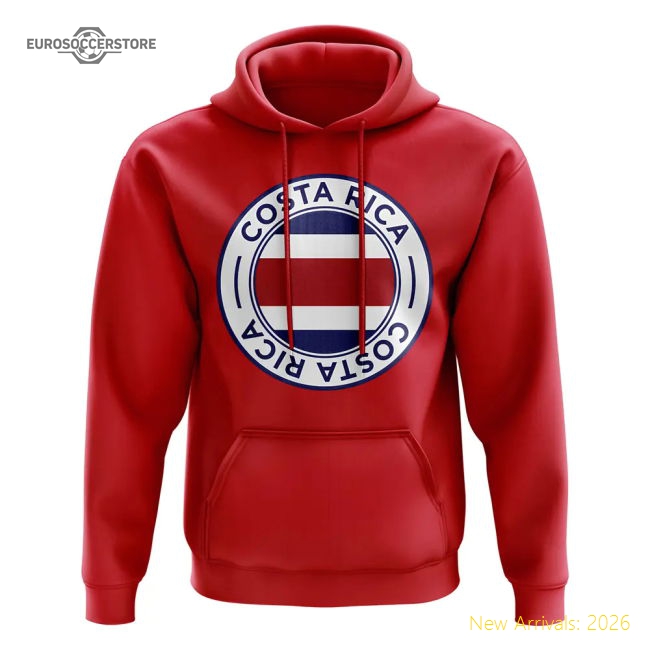 S,Costa Rica Competition Ready Costa Rica Football Badge Hoodie (Red)-World Cup Jersey Hub - 2026 National Football Kits Store