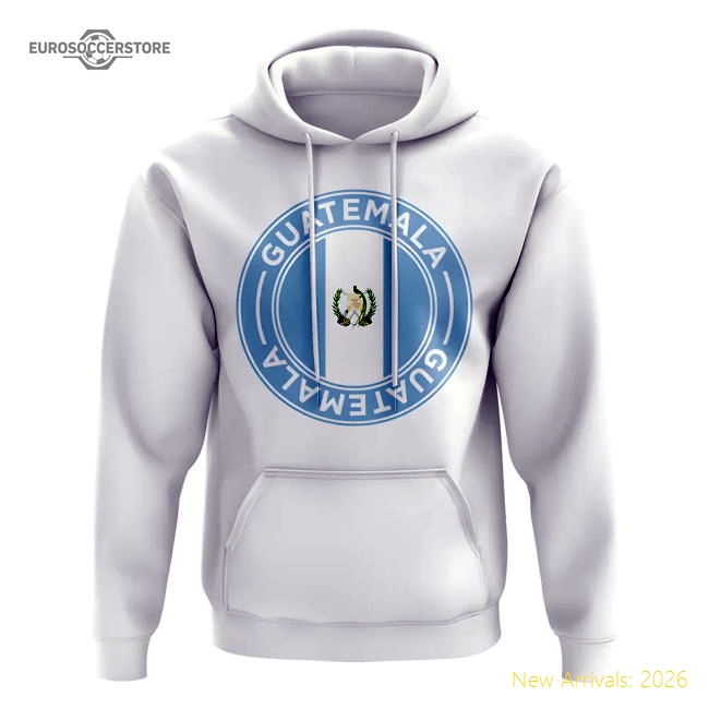 S,Guatemala Competition Ready Guatemala Football Badge Hoodie (White)-Soccer Shirts Store: 2026 World Cup Kits