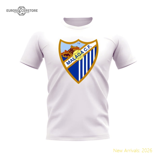 Malaga Malaga Badge Football T-Shirt (White) For Diehard Football Fans-World Cup Jersey Hub - 2026 National Football Kits Store
