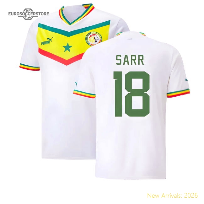 S,Senegal Match Day 2022-2023 Senegal Home Kit Shirt (Sarr 18)-Soccer Shirts Store: 2026 World Cup Kits