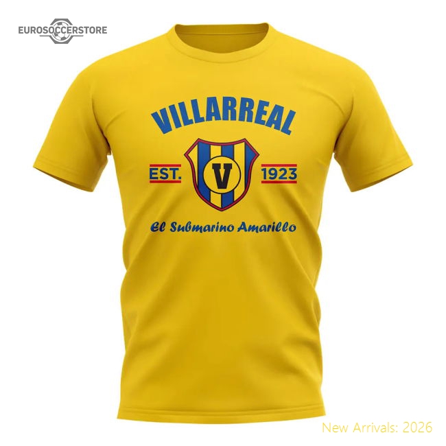 Villareal Villarreal Established Football T-Shirt (Yellow)-World Cup Jersey Hub - 2026 National Football Kits Store
