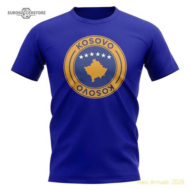 Kosovo Kosovo Football Badge Graphic Fan Tee Royal-Soccer Shirts Store: 2026 World Cup Kits