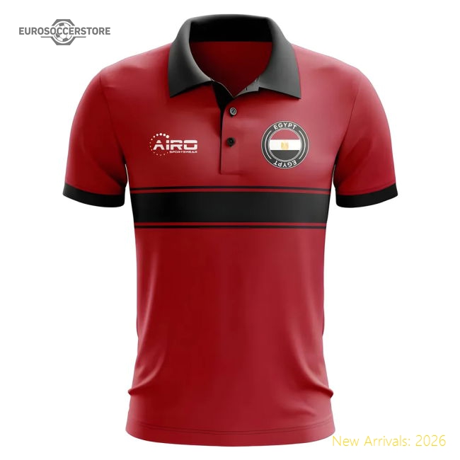 S,Egypt Competition Ready Egypt Concept Stripe Polo Shirt (Red)-Soccer Shirts Store: 2026 World Cup Kits