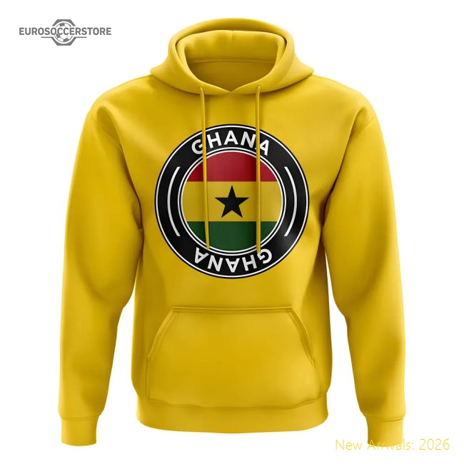 S,Ghana Competition Ready Ghana Football Badge Hoodie (Yellow)-World Cup Jersey Hub - 2026 National Football Kits Store