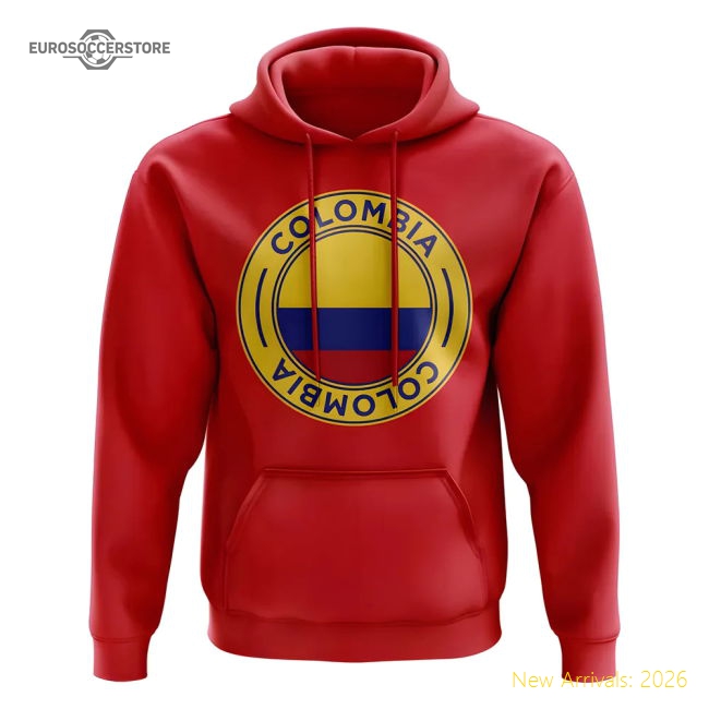 S,Colombia Match Day Colombia Football Badge Hoodie (Red)-Soccer Shirts Store: 2026 World Cup Kits