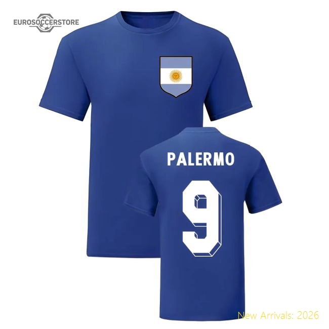 Palermo Martin Palermo Argentina National Hero Tee (Blue)-Soccer Shirts Store: 2026 World Cup Kits