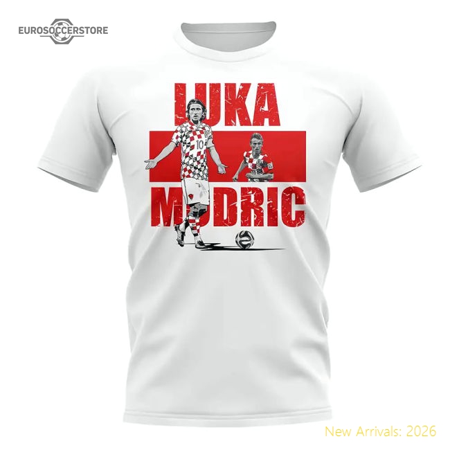 Croatia Luka Modric Player Collage Fan Fan Tee White-Soccer Shirts Store: 2026 World Cup Kits