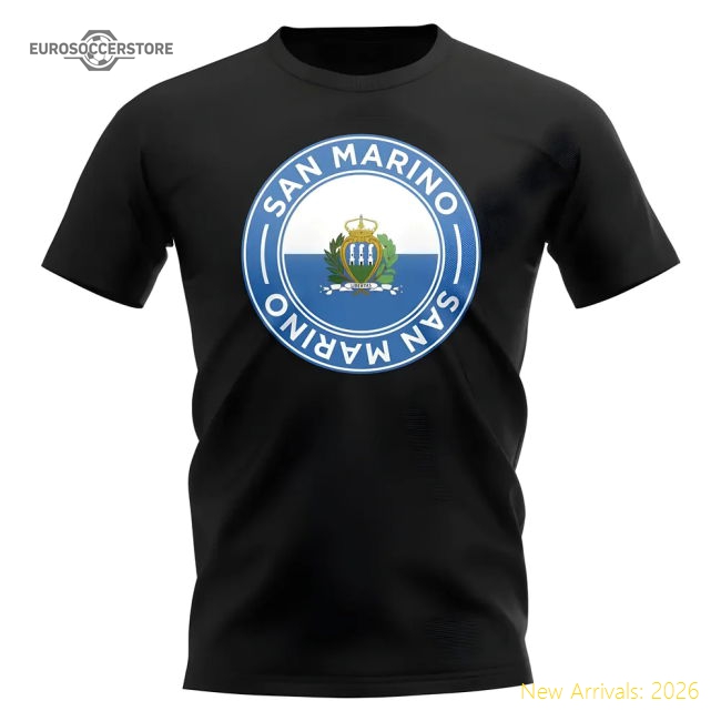 San Marino San Marino Football Badge Fan Fan Tee Black-World Cup Jersey Hub - 2026 National Football Kits Store