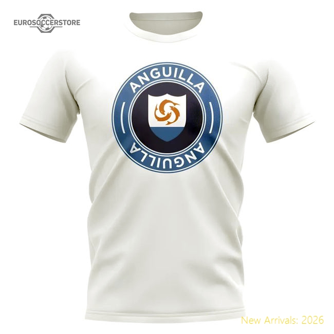 S,Anguilla Tournament Anguilla Football Badge T-Shirt (White)-World Cup Jersey Hub - 2026 National Football Kits Store