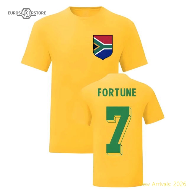 S,South Africa Quinton Fortune South Africa National Hero Tee (Yellow)-Soccer Shirts Store: 2026 World Cup Kits