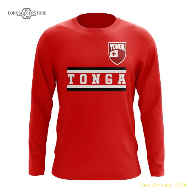 S,Tonga Tonga Core Football Country Long Sleeve T-Shirt (Red)-Soccer Shirts Store: 2026 World Cup Kits