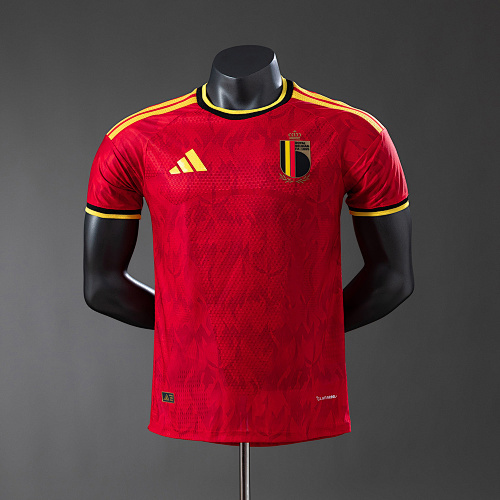 Belgium national team red home jersey with yellow trim