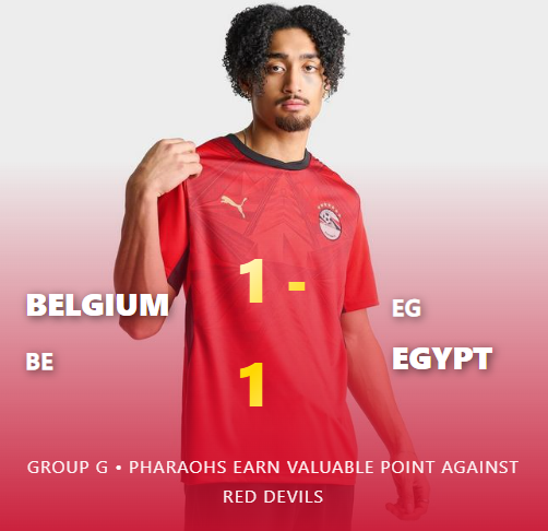 Belgium and Egypt Share Spoils in Entertaining 1-1 World Cup 2026 Group G Draw-Soccer Shirts Store: 2026 World Cup Kits