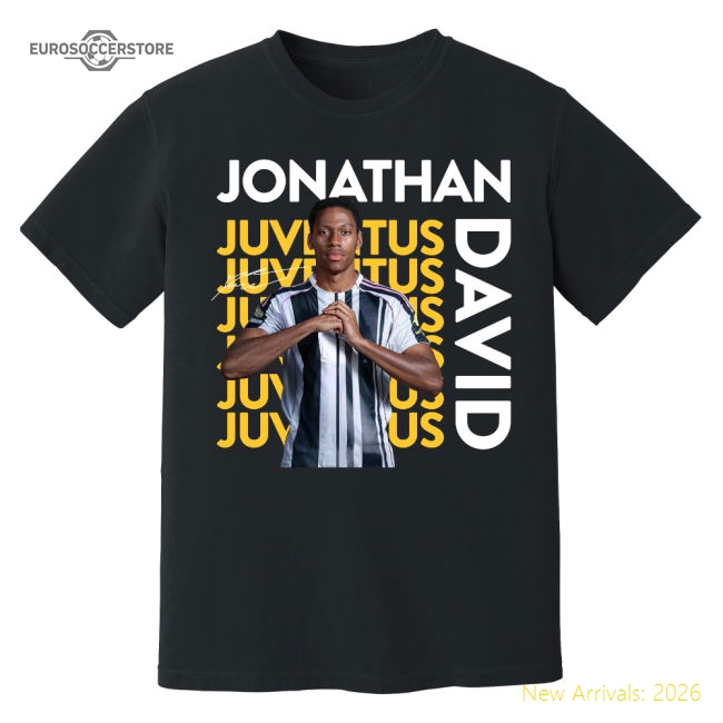 Juventus Jonathan David Juventus New Signing T-Shirt (Black)-World Cup Jersey Hub - 2026 National Football Kits Store