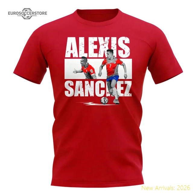 S,Chile Tournament Alexis Sanchez Player Collage T-Shirt (Red)-Soccer Shirts Store: 2026 World Cup Kits