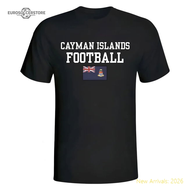 S,Cayman Islands Cayman Islands Football T-Shirt - Black-World Cup Jersey Hub - 2026 National Football Kits Store