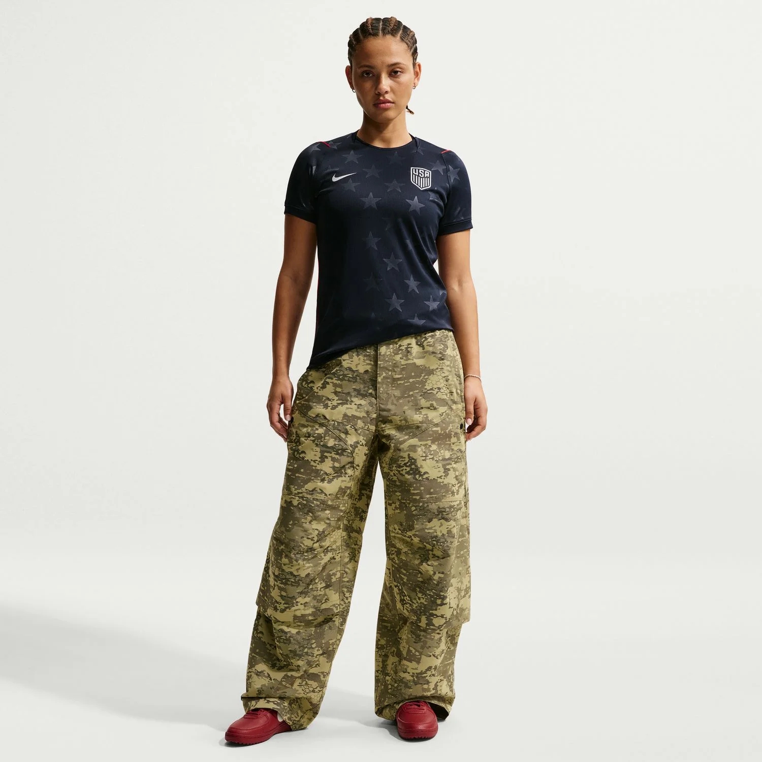 USA 2026 Road Team Shirt - Women's | Nike Dri-CUT Slim Shape Star Pattern Football Shirt-Soccer Shirts Store: 2026 World Cup Kits