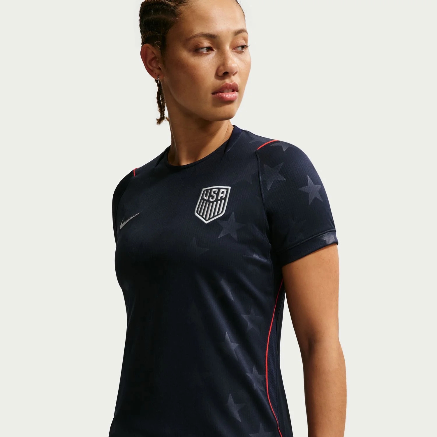 USA 2026 Road Team Shirt - Women's | Nike Dri-CUT Slim Shape Star Pattern Football Shirt-Soccer Shirts Store: 2026 World Cup Kits