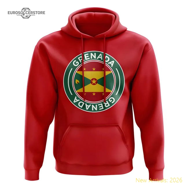 S,Grenada Tournament Grenada Football Badge Hoodie (Red)-World Cup Jersey Hub - 2026 National Football Kits Store