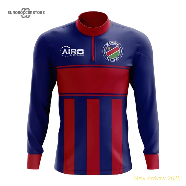 S,Namibia Namibia Concept Football Half Zip Midlayer Top (Blue-Red)-World Cup Jersey Hub - 2026 National Football Kits Store