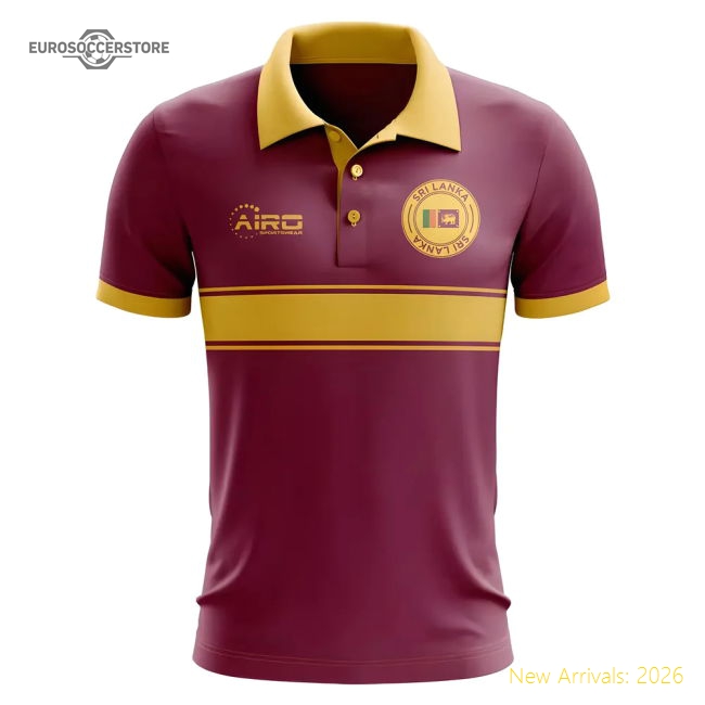 Sri Lanka Sri Lanka Concept Stripe Polo Football Top Maroon-World Cup Jersey Hub - 2026 National Football Kits Store