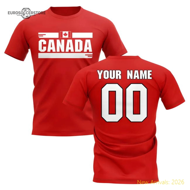 S,Canada Personalised Canada Fan Football T-Shirt (Red)-World Cup Jersey Hub - 2026 National Football Kits Store
