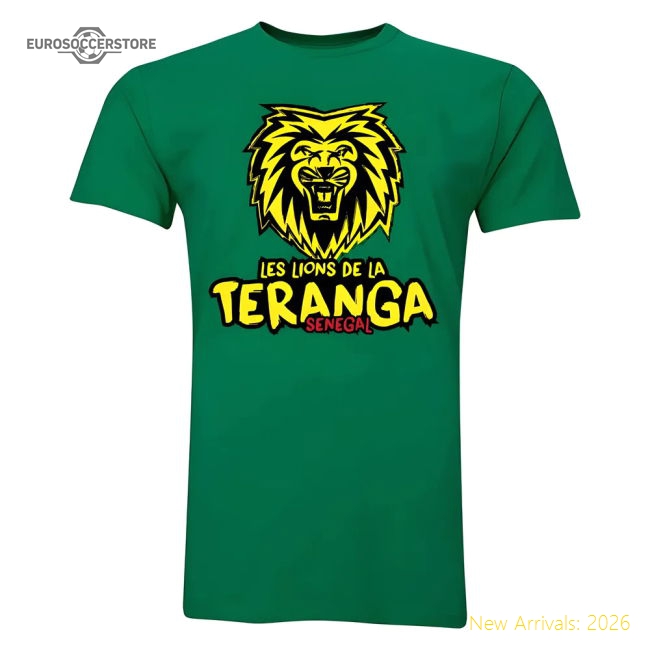 S,Senegal Senegal Les Lions De La Teranga T-Shirt (Green)-World Cup Jersey Hub - 2026 National Football Kits Store