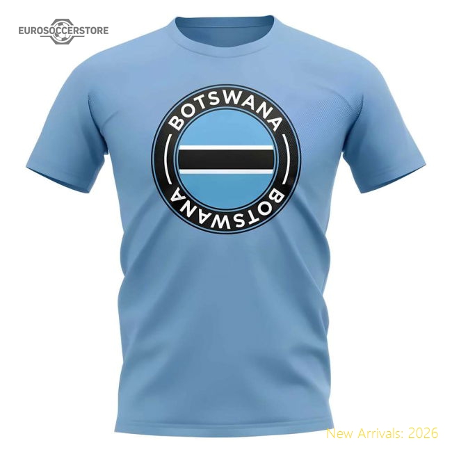 S,Botswana Tournament Botswana Football Badge T-Shirt (Sky)-World Cup Jersey Hub - 2026 National Football Kits Store
