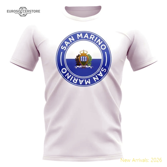 San Marino San Marino Football Badge Casual T-Shirt White-World Cup Jersey Hub - 2026 National Football Kits Store