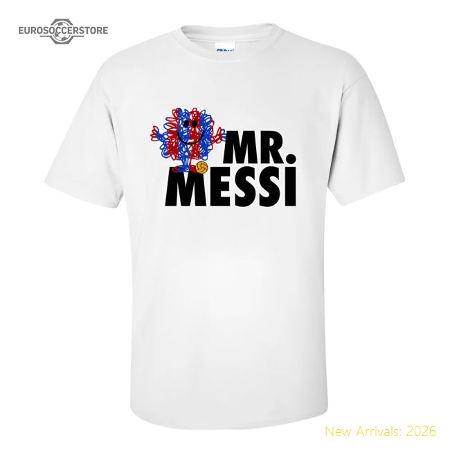 Barcelona Lionel Messi Mr Messi Football T-Shirt (White)-World Cup Jersey Hub - 2026 National Football Kits Store
