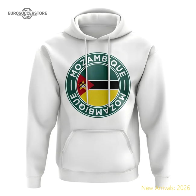 S,Mozambique Tournament Mozambique Football Badge Hoodie (White)-World Cup Jersey Hub - 2026 National Football Kits Store