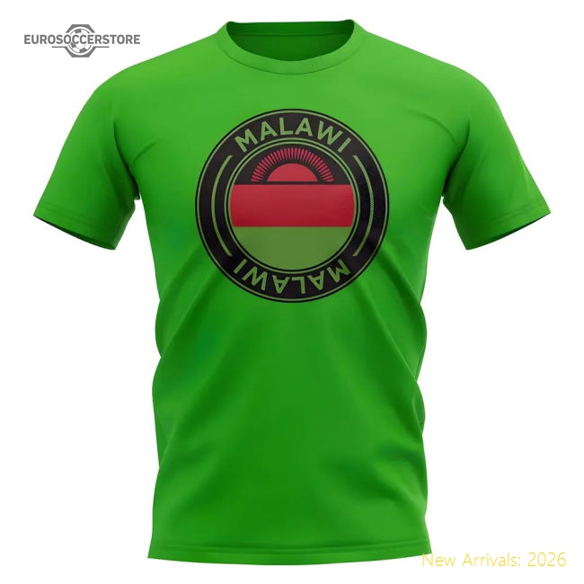 S,Malawi Tournament Malawi Football Badge T-Shirt (Green)-Soccer Shirts Store: 2026 World Cup Kits