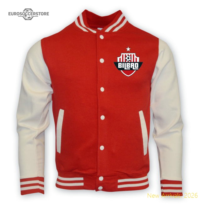 Athletic Bilbao Athletic Bilbao College Baseball Jacket (Red)-World Cup Jersey Hub - 2026 National Football Kits Store