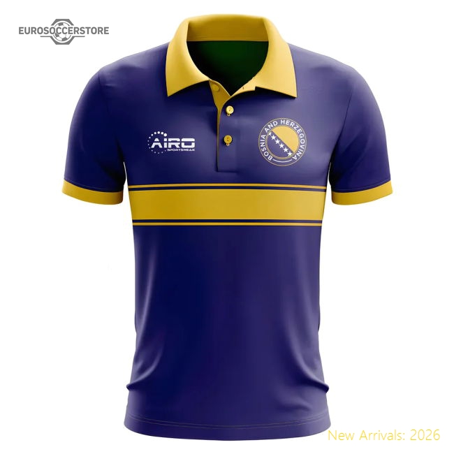 Bosnia Bosnia Concept Stripe Polo Football Football Top Blue-Soccer Shirts Store: 2026 World Cup Kits
