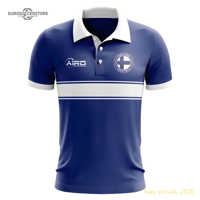 Finland Finland Concept Stripe Polo Football Jersey Navy-Soccer Shirts Store: 2026 World Cup Kits