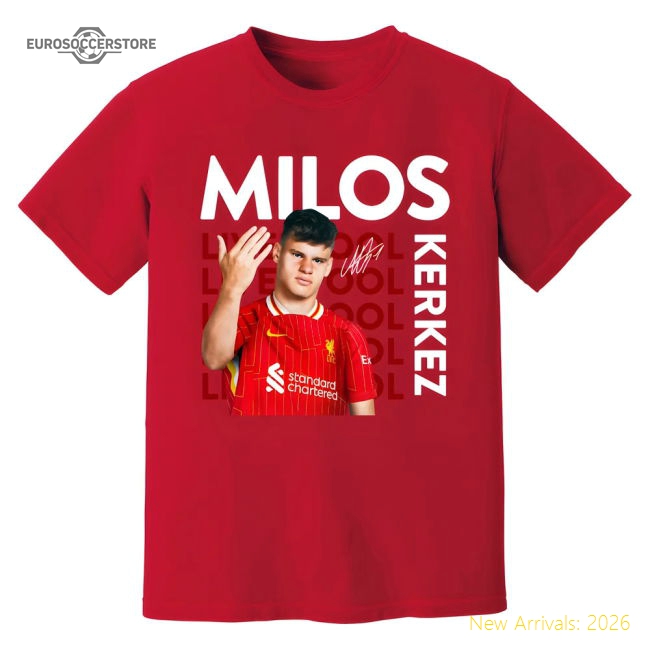 Club Teams,Liverpool Milos Kerkez Liverpool New Signing T-Shirt (Red)-World Cup Jersey Hub - 2026 National Football Kits Store