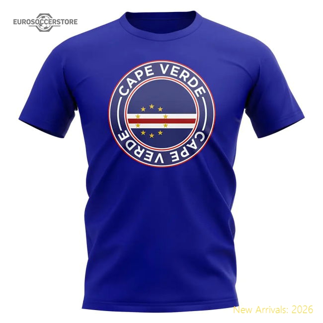 S,Cape Competition Ready Verde Cape Verde Football Badge T-Shirt (Royal)-World Cup Jersey Hub - 2026 National Football Kits Store