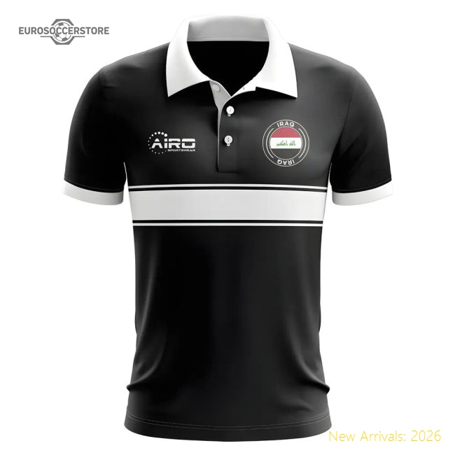 Iraq Iraq Concept Stripe Polo Football Football Top Black-World Cup Jersey Hub - 2026 National Football Kits Store