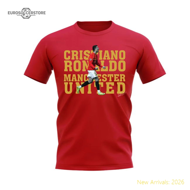 Man Utd Cristiano Ronaldo Manchester United Player Tee (Red)-Soccer Shirts Store: 2026 World Cup Kits