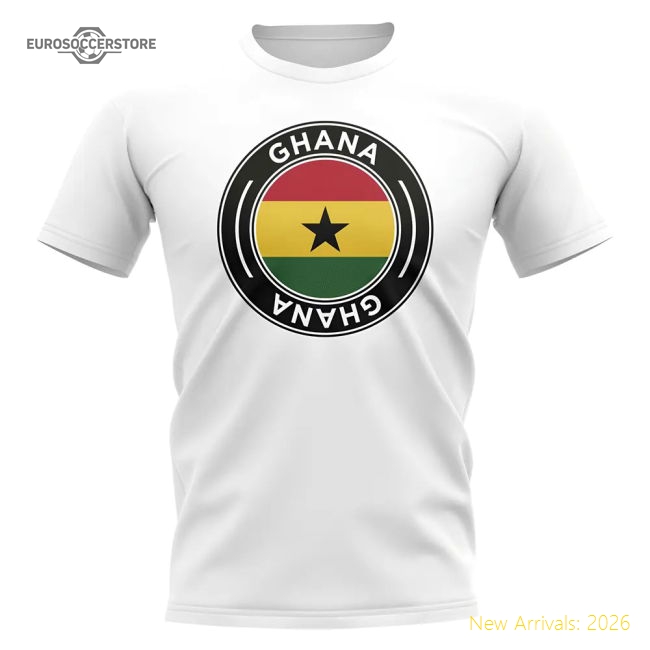 S,Ghana Tournament Ghana Football Badge T-Shirt (White)-World Cup Jersey Hub - 2026 National Football Kits Store