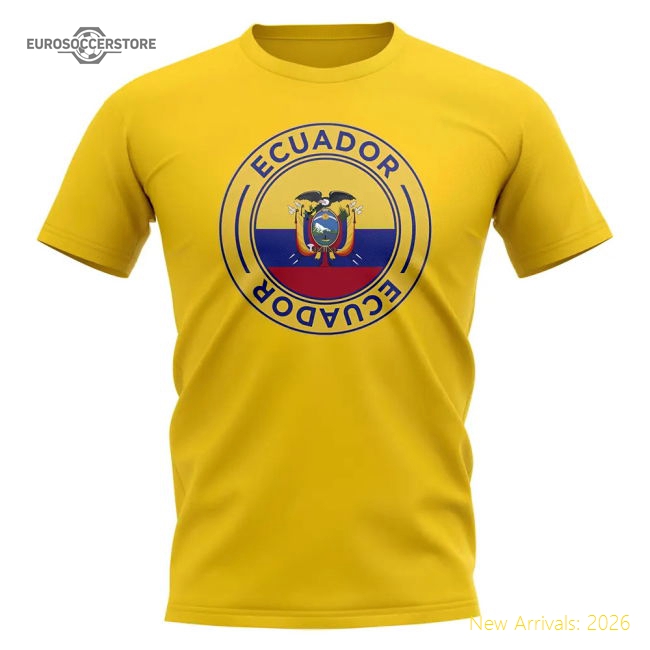 S,Ecuador Match Day Ecuador Football Badge T-Shirt (Yellow)-World Cup Jersey Hub - 2026 National Football Kits Store