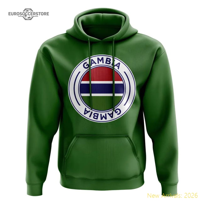 S,Gambia Competition Ready Gambia Football Badge Hoodie (Green)-Soccer Shirts Store: 2026 World Cup Kits