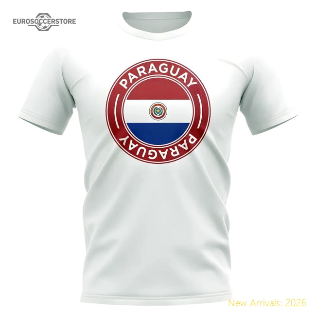 S,Paraguay Competition Ready Paraguay Football Badge T-Shirt (White)-Soccer Shirts Store: 2026 World Cup Kits