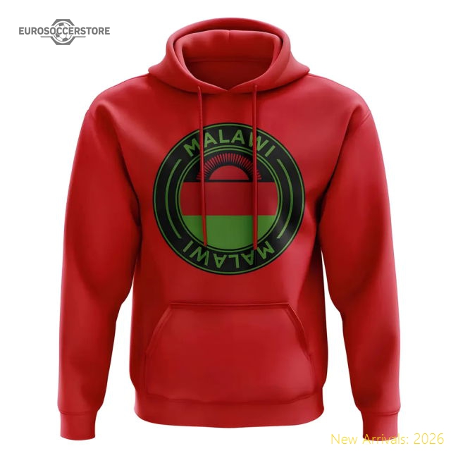S,Malawi Tournament Malawi Football Badge Hoodie (Red) Perfect For Cheer-Soccer Shirts Store: 2026 World Cup Kits