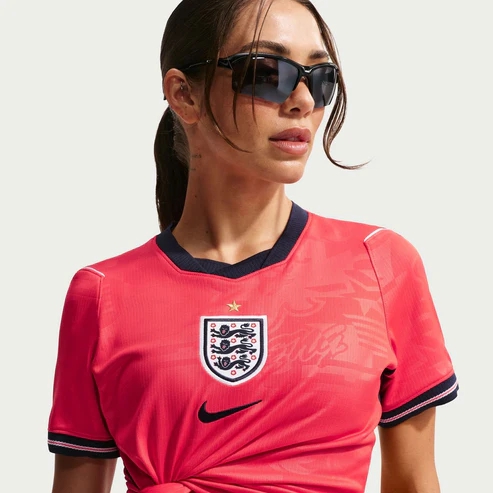 England 2026 Away Side Women's Team Shirt - Three Lions Speed Red Female Kit-Soccer Shirts Store: 2026 World Cup Kits