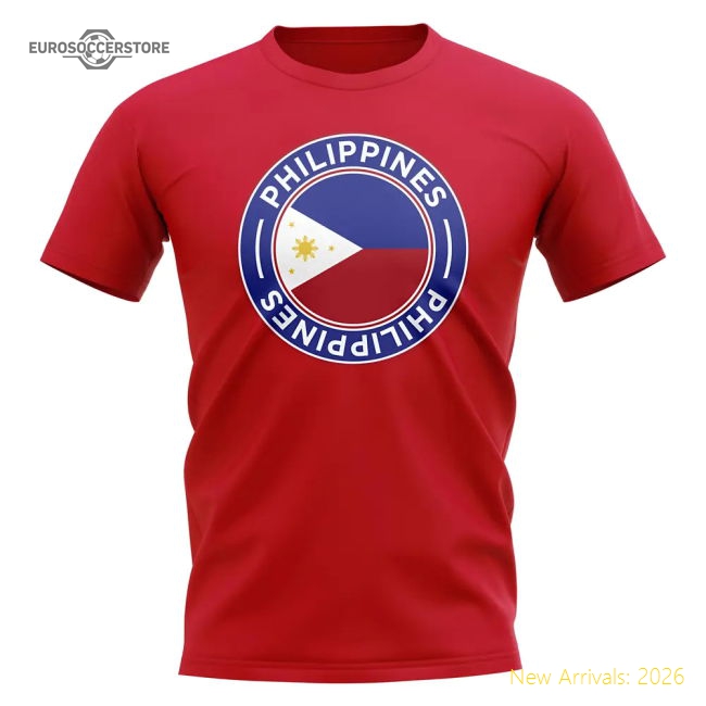 Philippines Philippines Football Badge Casual T-Shirt Red-World Cup Jersey Hub - 2026 National Football Kits Store