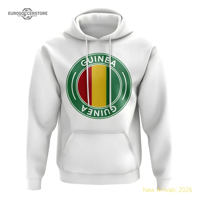 S,Guinea Tournament Guinea Football Badge Hoodie (White)-World Cup Jersey Hub - 2026 National Football Kits Store